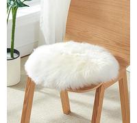 HC&WT Peau De Mouton Naturelle Ronde Coussin De Siège, Laine Pure Fourrure Mignonne Coussin De Chaise Cuir De Mouton De Luxe Coussin De Siège De Voiture De Conduite (A,Diamètre 35 cm (13,7 po))