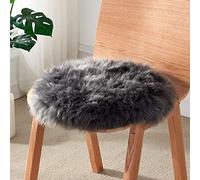 HC&WT Peau De Mouton Naturelle Ronde Coussin De Siège, Laine Pure Fourrure Mignonne Coussin De Chaise Cuir De Mouton De Luxe Coussin De Siège De Voiture De Conduite (K,Diamètre 35 cm (13,7 po))
