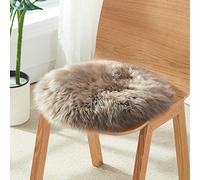 HC&WT Peau De Mouton Naturelle Ronde Coussin De Siège, Laine Pure Fourrure Mignonne Coussin De Chaise Cuir De Mouton De Luxe Coussin De Siège De Voiture De Conduite (C,Diamètre 50 cm (19,6 Pouces))