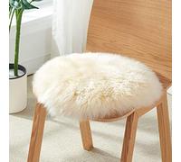 HC&WT Peau De Mouton Naturelle Ronde Coussin De Siège, Laine Pure Fourrure Mignonne Coussin De Chaise Cuir De Mouton De Luxe Coussin De Siège De Voiture De Conduite (B,Diamètre 35 cm (13,7 po))