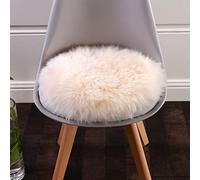 HC&WT Peau De Mouton Ronde Coussin De Siege, Fourrure De Luxe Uper Soft Couverture De Siège De Voiture Tapis De Bureau en Laine Naturelle Antidérapante Coussin De Chaise