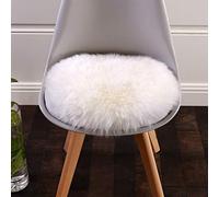 HC&WT Peau De Mouton Ronde Coussin De Siege, Fourrure De Luxe Uper Soft Couverture De Siège De Voiture Tapis De Bureau en Laine Naturelle Antidérapante Coussin De Chaise