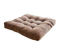 HC&WT Tufté Carré Coussin De Siège, Épice Latérale 55 * 55cm Velours Côtelé Chaise De Coussin De Tatami De Confort Durable Coussin De Jardin (café)