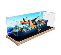 HCAEIOFJ Lego City 60368 Vitrine en acrylique transparent pour bateau Arctic Explorer (vitrine uniquement) (fond en bois + fond)