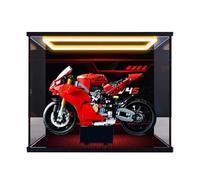 HCAEIOFJ Vitrine d'exposition en acrylique transparent pour Lego Technic 42202 Applicable pour moto Ducati Panigale V4 S Boîte d'exposition conçue Cadeau (Vitrine uniquement) (Arrière-plan + Éclairage