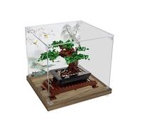 HCAEIOFJ Vitrine en acrylique transparent pour icônes Lego Bonsaï Arbre 10281 Applicable pour fleurs de cerisier Boîte de présentation (vitrine uniquement) (fond en bois 2)