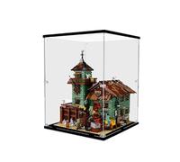 HCAEIOFJ Vitrine en acrylique transparent pour Lego 21310 compatible avec les anciens magasins de pêche (vitrine uniquement) (fond noir + lumière supérieure)