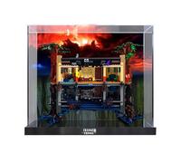 HCAEIOFJ Vitrine en acrylique transparent pour Lego 75810 Applicable pour Stranger Things Reverse World Boîte de présentation cadeau (vitrine uniquement) (fond noir + fond)
