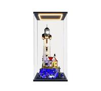 HCAEIOFJ Vitrine en acrylique transparent pour Lego Ideas 21335 Boîte de présentation conçue pour phare motorisé Cadeau (vitrine seulement) (fond noir + lumière supérieure)