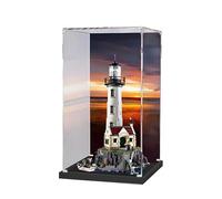 HCAEIOFJ Vitrine en acrylique transparent pour Lego Ideas 21335 compatible avec phare motorisé (vitrine uniquement) (fond noir + fond1)