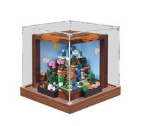 HCAEIOFJ Vitrine en acrylique transparent pour Lego Minecraft 21265 - Convient pour la table de travaux manuels - Boîte cadeau (vitrine uniquement) (fond en bois)