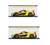 HCAEIOFJ Vitrine en acrylique transparent pour Lego Technic 42172 compatible avec McLaren P1 Hypercar (vitrine uniquement) (fond noir + lumière supérieure)