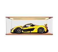 HCAEIOFJ Vitrine en acrylique transparent pour Lego Technic 42172 compatible avec McLaren P1 Hypercar (vitrine uniquement) (fond en noyer + lumière supérieure)