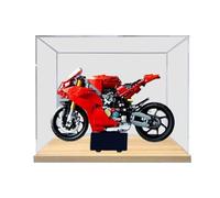 HCAEIOFJ Vitrine en acrylique transparent pour Lego Technic 42202 Appliquer pour Ducati Panigale V4 S Moto Boîte de présentation conçue Cadeau (Vitrine seule) (Fond en bois)