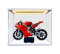 HCAEIOFJ Vitrine en acrylique transparent pour Lego Technic 42202 - Boîte de présentation conçue pour Ducati Panigale V4 S Moto - Boîte cadeau (uniquement la vitrine) (fond blanc + haut léger)
