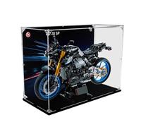 HCAEIOFJ Vitrine en acrylique transparent pour LegoYamaha Technic 42159 Compatible avec les motos MT-10 SP (vitrine uniquement) (fond noir + fond)