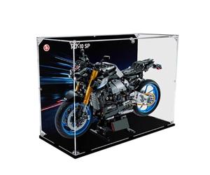 HCAEIOFJ Vitrine en acrylique transparent pour LegoYamaha Technic 42159 Compatible avec les motos MT-10 SP (vitrine uniquement) (fond noir + fond)