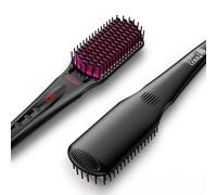 HCAH Brosse lissante pour cheveux pour femmes, Brosse lissante céramique à ions négatifs avec protection anti-brûlure, 110-240V mondiale pour voyages, Arrêt automatique 60 min, Gant inclus
