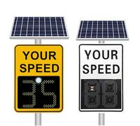 HCAUYNN Panneau de signalisation Radar 24" x 35", Affichage de Vitesse par Del, Moniteur de Vitesse réglable pour autoroute, réfléchissant de qualité ingénieur pour Routes et autoroutes Yellow