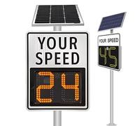 HCAUYNN Panneau de signalisation Radar avec Affichage de Vitesse par LED, indicateur de Vitesse réglable pour autoroutes et Routes à Vitesse limitée, avec Accessoires White