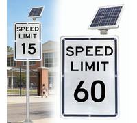 HCAUYNN Panneau solaire de limitation de vitesse à DEL - Panneau d'avertissement de circulation à énergie solaire de 45,7 x 61 cm, feuille réfléchissante de qualité ingénieur, boîtier en aluminium