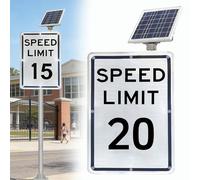 HCAUYNN Panneau solaire de limitation de vitesse à DEL - Panneau d'avertissement de circulation à énergie solaire de 45,7 x 61 cm, feuille réfléchissante de qualité ingénieur, boîtier en aluminium