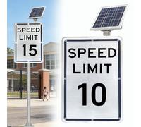 HCAUYNN Panneau solaire de limitation de vitesse à DEL - Panneau d'avertissement de circulation à énergie solaire de 45,7 x 61 cm, feuille réfléchissante de qualité ingénieur, boîtier en aluminium