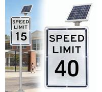 HCAUYNN Panneau solaire de limitation de vitesse à DEL - Panneau d'avertissement de circulation à énergie solaire de 45,7 x 61 cm, feuille réfléchissante de qualité ingénieur, boîtier en aluminium