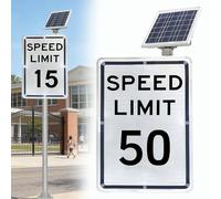 HCAUYNN Panneau solaire de limitation de vitesse à DEL - Panneau d'avertissement de circulation à énergie solaire de 45,7 x 61 cm, feuille réfléchissante de qualité ingénieur, boîtier en aluminium