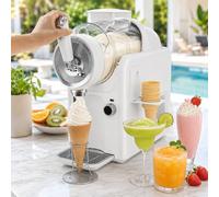 HCAUYNN Sorbetière Électrique, Machine à Granité avec Réservoir 2L, Machine à Crème Glacée, Smoothie et Milk Shake Maison White