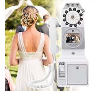 HCAUYNN TéLéPhone Fixe RéTro avec Messagerie, Livre d'or Audio/VidéO, Enregistrement Vocal Et VidéO pour Mariages, Anniversaires Et HôTels White