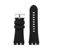 HCBBCEW Compatible avec le bracelet de rechange en silicone Swatch YVS420 YVS454 YVS423 419 413 406 400 420, accessoire montre caoutchouc for homme, 19 mm, 21(Black-silver A,19mm)