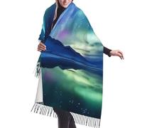 HCBPWVQA Écharpes d'hiver pour femme toucher cachemire, châles longs, châles tendance, écharpes aurores boréales, cadeaux, noir, taille unique