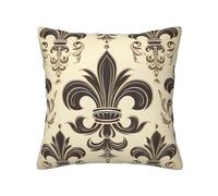 HCBPWVQA Housses de coussin carrées décoratives motif fleur de lys et armoiries en manteau pour canapé, lit, salon - 45,7 x 45,7 cm