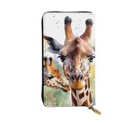 HCBPWVQA Portefeuille en cuir pour homme et femme - Grand porte-cartes de crédit - Aquarelle - Cerf - Girafe - Avec fermeture éclair - Support de téléphone - Long sac à main de voyage - Noir - Taille