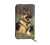 HCBPWVQA Portefeuille en cuir pour homme et femme - Grand porte-cartes de crédit - Berger allemand - Avec fermeture éclair - Support de téléphone - Long sac à main de voyage - Noir - Taille unique -