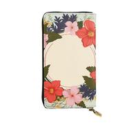 HCBPWVQA Portefeuille en cuir pour homme et femme - Grand porte-cartes de crédit - Cercle plat - Couronne de printemps - Portefeuille avec fermeture éclair - Support de téléphone - Long sac à main de