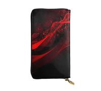 HCBPWVQA Portefeuille en cuir pour homme et femme - Grand porte-cartes de crédit - Fond noir et rouge - Avec fermeture éclair - Support de téléphone - Long sac à main de voyage - Noir - Taille unique