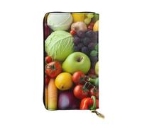 HCBPWVQA Portefeuille en cuir pour homme et femme - Grand porte-cartes de crédit - Fruits et légumes frais - Portefeuille avec fermeture éclair - Support de téléphone - Long sac à main de voyage -