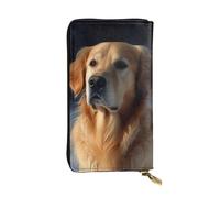 HCBPWVQA Portefeuille en cuir pour homme et femme - Grand porte-cartes de crédit - Golden Retriever - Avec fermeture éclair - Support de téléphone - Long sac à main de voyage - Noir - Taille unique -