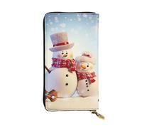 HCBPWVQA Portefeuille en cuir pour homme et femme - Grand porte-cartes de crédit - Joli bonhomme de neige - Portefeuille de Noël avec fermeture éclair - Support de téléphone - Long sac à main de