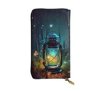 HCBPWVQA Portefeuille en cuir pour homme et femme - Grand porte-cartes de crédit - Lucioles et lanternes - Avec fermeture éclair - Support de téléphone - Long sac à main de voyage - Noir - Taille