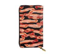 HCBPWVQA Portefeuille en cuir pour homme et femme - Grand porte-cartes de crédit - Motif alimentaire - Avec fermeture éclair - Support de téléphone - Long sac à main de voyage - Noir - Taille unique -