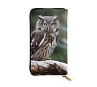 HCBPWVQA Portefeuille en cuir pour homme et femme - Grand porte-cartes de crédit - Motif hibou sauvage - Avec fermeture éclair - Support de téléphone - Long sac à main de voyage - Noir - Taille unique