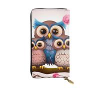 HCBPWVQA Portefeuille en cuir pour homme et femme - Grand porte-cartes de crédit - Motif hiboux mignons - Avec fermeture éclair - Support de téléphone - Long sac à main de voyage - Noir - Taille