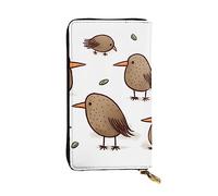 HCBPWVQA Portefeuille en cuir pour homme et femme - Grand porte-cartes de crédit - Motif oiseaux kiwis - Portefeuille mignon avec fermeture éclair - Support de téléphone - Long sac à main de voyage -