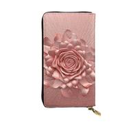 HCBPWVQA Portefeuille en cuir pour homme et femme - Grand porte-cartes de crédit - Or rose - Avec fermeture éclair - Support de téléphone - Long sac à main de voyage
