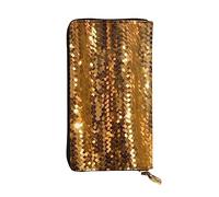 HCBPWVQA Portefeuille en cuir pour homme et femme - Grand porte-cartes de crédit - Paillettes dorées - Avec fermeture éclair - Support de téléphone - Long sac à main de voyage, noir, One Size,