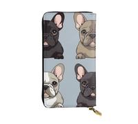 HCBPWVQA Portefeuille en cuir pour homme et femme - Grand porte-cartes de crédit - Portefeuille avec fermeture éclair - Support de téléphone - Long sac à main de voyage - Noir - Taille unique -