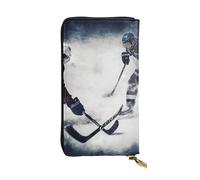 HCBPWVQA Portefeuille en cuir pour homme et femme - Grand porte-cartes de crédit - Portefeuille d'art de hockey sur glace avec fermeture éclair - Support de téléphone - Long sac à main de voyage -